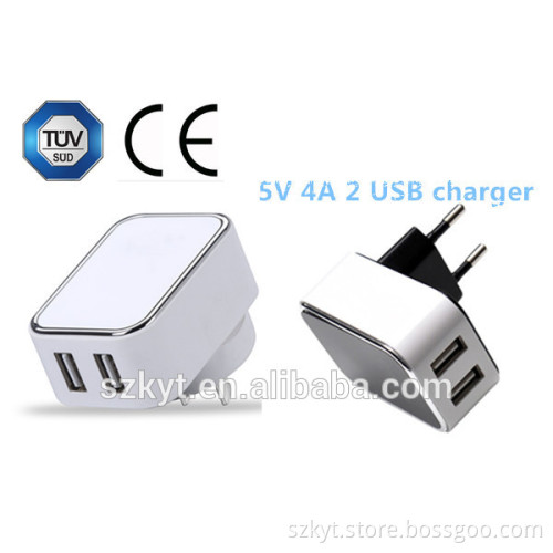 5V 4A Newest AU EU US KR version tuv Dual usb travel charger for ipone ipad and tablets